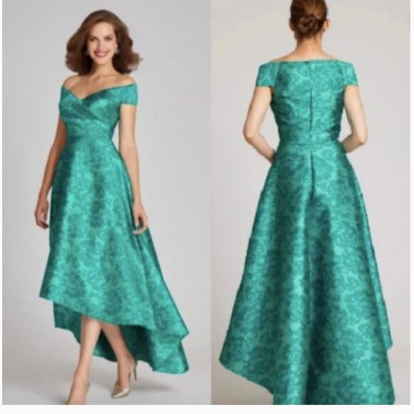 NWOT Rickie Freeman for Teri Jon Off the Shoulder Floral High Low Dress - Picture 6 of 10